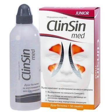 Клинсин мед джуниър за промиване на носа с душ бутилка х 16 сашета | Natur Produkt