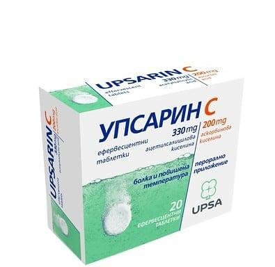 Упсарин+витамин C 330/220 мг. x20 ефервесцентни табл. | UPSA