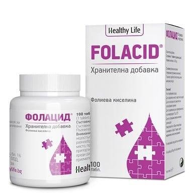 Фолацид фолиева киселина 0.4 мг х 100 таблетки | Healthy life