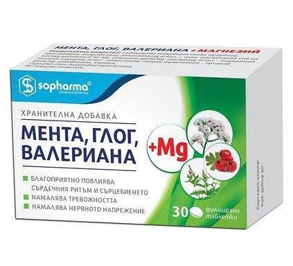 Мента, глог, валериана + магнезий при стрес х30 табл.| Sopharma