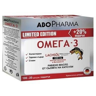Омега 3 рибено масло от сьомга 1000 мг и витамин Е х 100+20 капс. | AboPharma