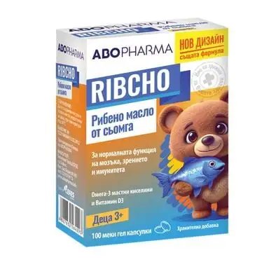 Рибчо омега 3 рибено масло от сьомга + витамин D3 за деца х 100 капс. | AboPharma
