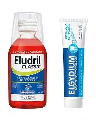 Комплект Eludril Classic антибактериална вода за уста х200 мл.+ Elgydium антиплакова паста за зъби х50 мл.| Pierre Fabre