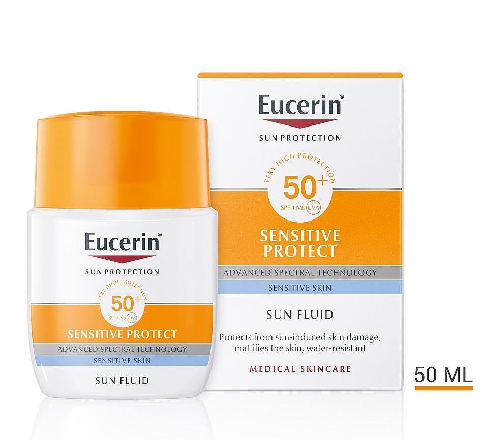 Eucerin SUN SPF50+ слънцезащитен флуид за лице 50 мл | Eucerin