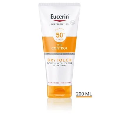Eucerin Dry Touch Oil Control слънцезащитен гел-крем за тяло SPF50+ | Eucerin