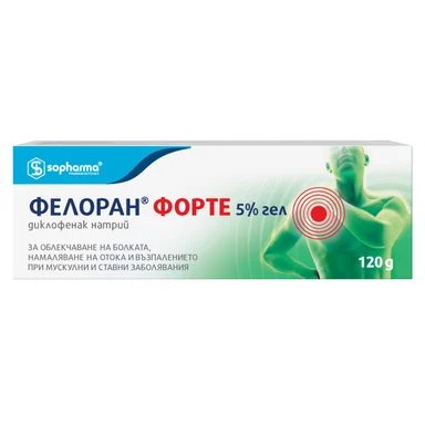 Фелоран Форте гел 5% при болка и оток х 120 г | Sopharma