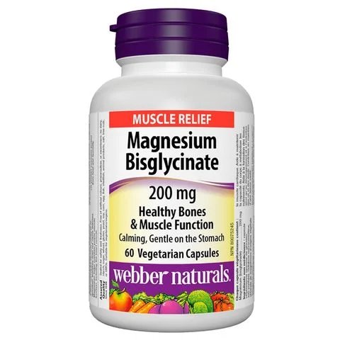 Магнезий (бисглицинат) 200 mg x60 капсули|Webber Naturals