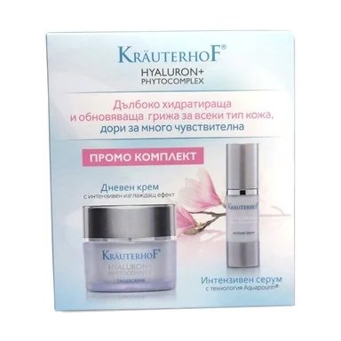 Комплект Krauterhof Hyaluron+ Phytocomplex: Дневен крем за лице х 50 мл + Серум за лице х 30 мл | ASAM