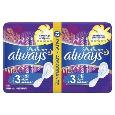 Always platinum ultra night duo дамски превръзки нощни х12 броя | Procter&Gamble