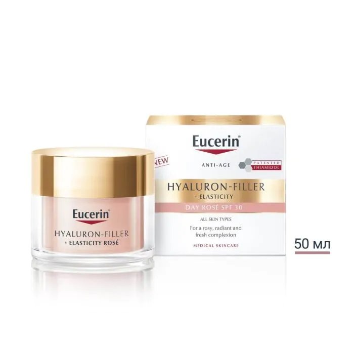 Eucerin Hyaluron-Filler + Elasticity Rose Озаряващ дневен крем SPF30 50 мл | Eucerin