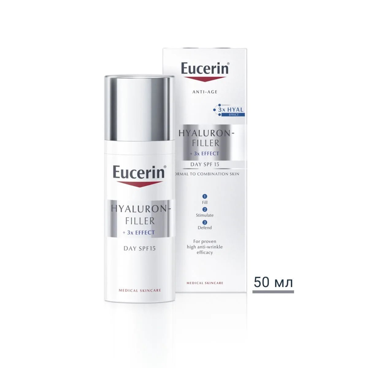 Eucerin Hyaluron-Filler Дневен крем за нормална и смесена кожа SPF15 х50 мл | Eucerin