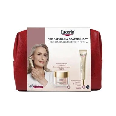Комплект Eucerin Hyaluron-Filler + Elasticity Озаряващ дневен крем SPF30 х50 мл + Околоочен крем SPF20 х15 мл | Eucerin
