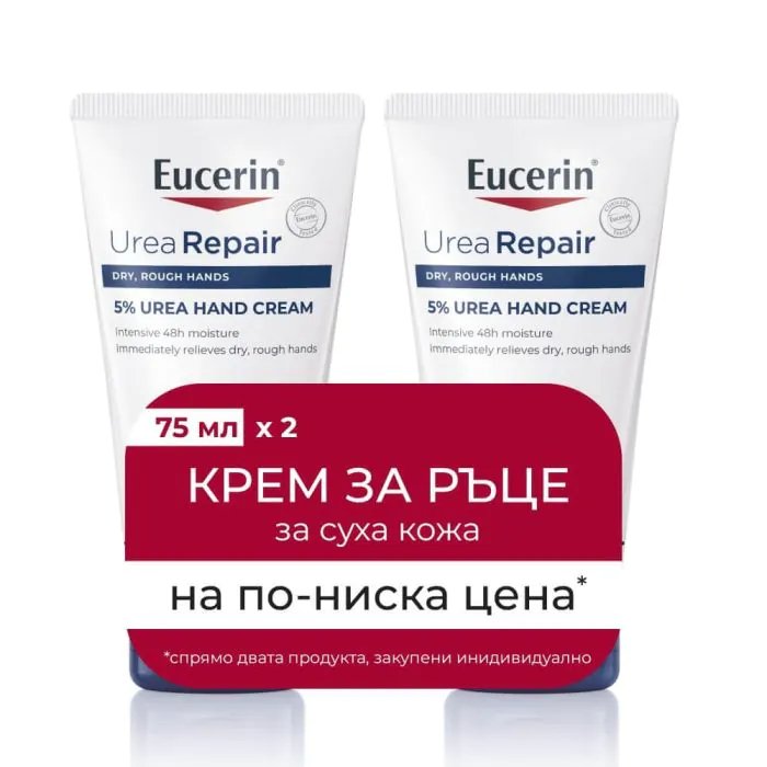 Eucerin Urea Repair Възстановяващ крем за ръце с 5% урея 2 х 75 мл Комплект | Eucerin