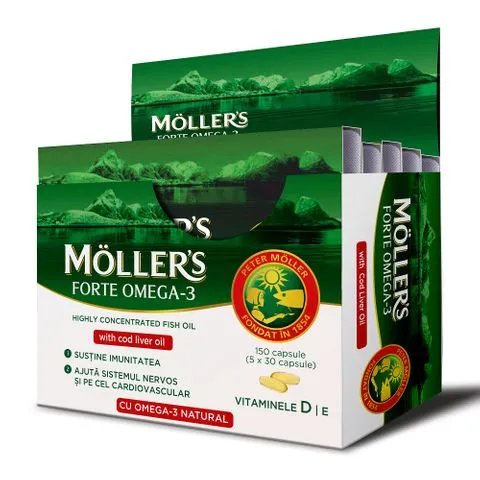 Moller's Forte Омега - 3 с чисто рибено масло с витамини D и E х150 капсули | Orkla Health AS