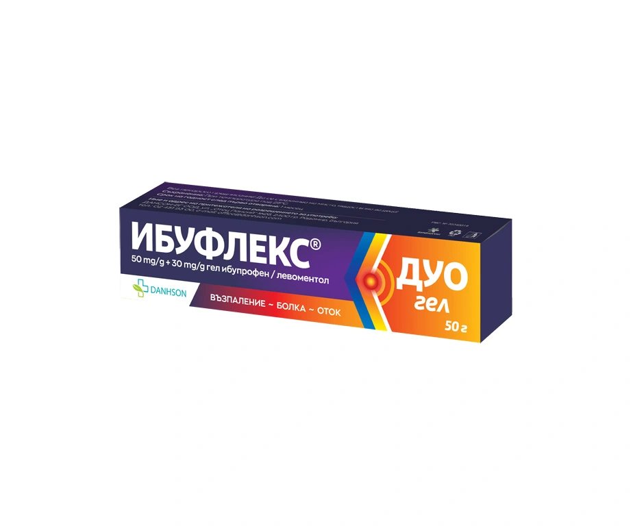 Ибуфлекс Дуо 50 mg/g + 30 mg/g гел при възпаление, болка и оток x50 г | Dahnson