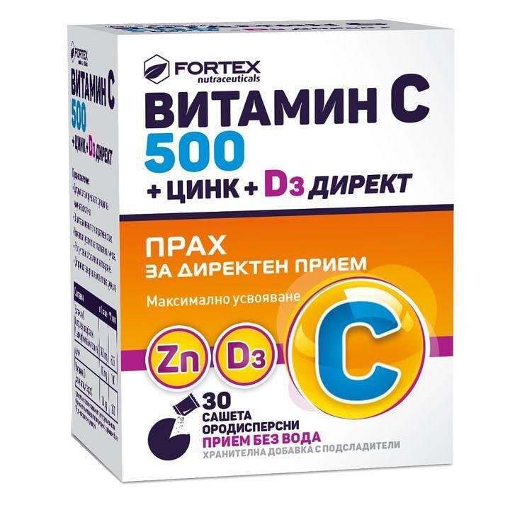 Витамин С 500 + цинк + D3 директ х 30 саш. | Fortex