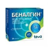 Беналгин при болка 500 мг/ 50 мг/ 38,75 мг х 20 табл. | Teva Pharmaceuticals