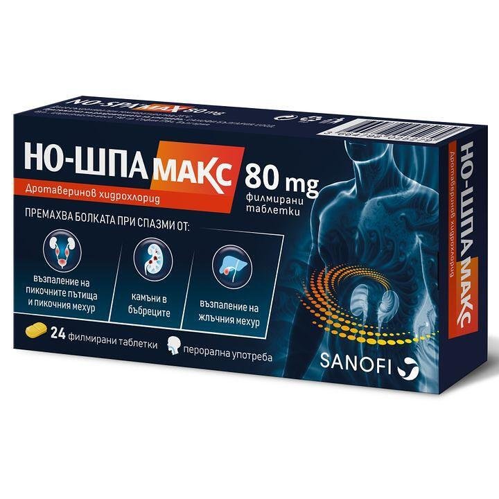 Но-Шпа Макс при болка в корема и бъбреците 80 mg х 24 табл. | Sanofi