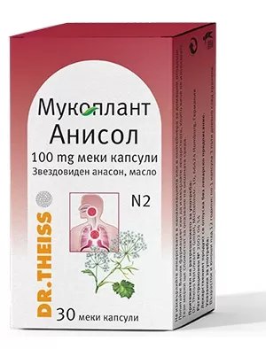 Мукоплант Анисол при суха кашлица с гъст и вискозен секрет x 30 капсули | Natur Produkt